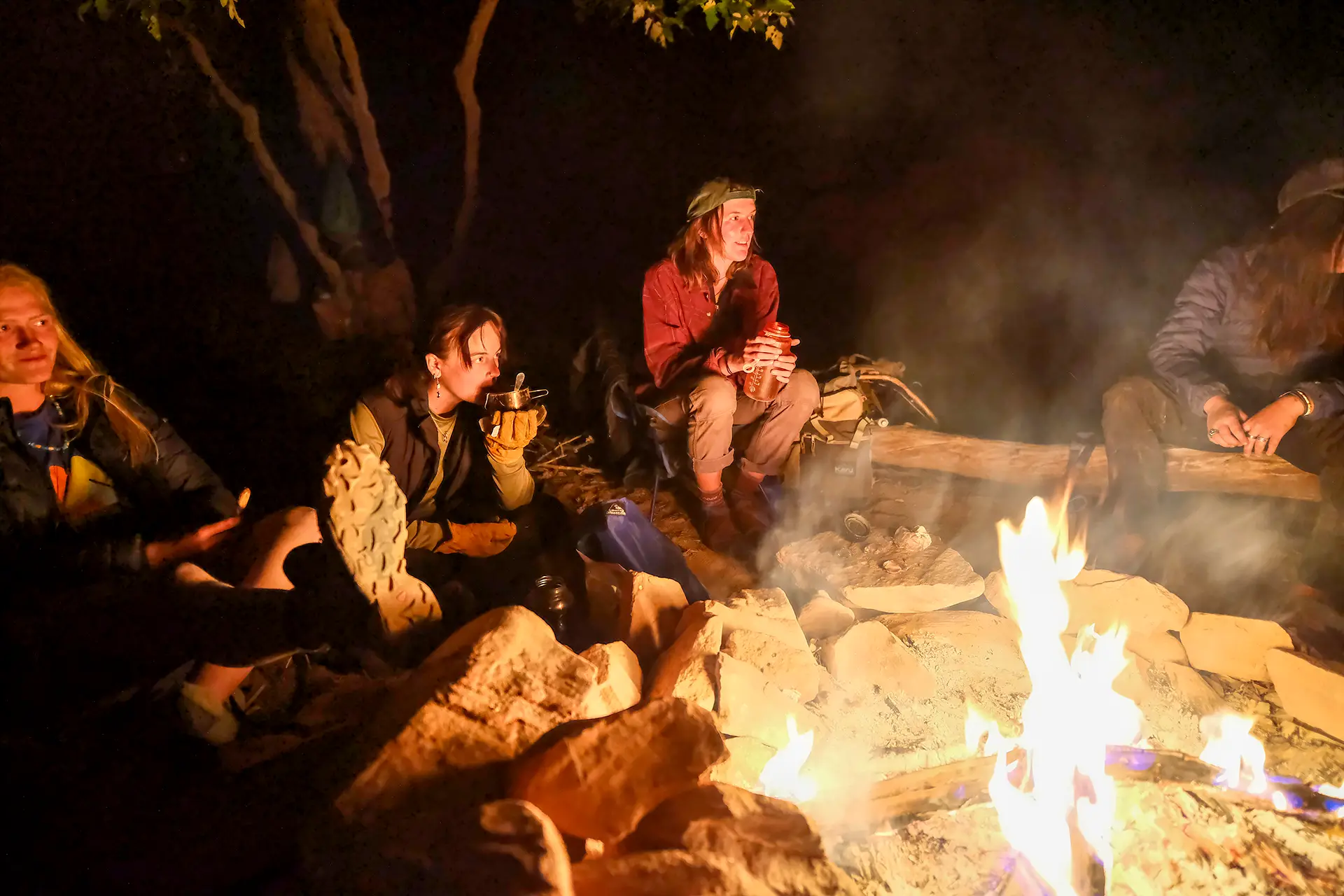 A camp fire evening with friends